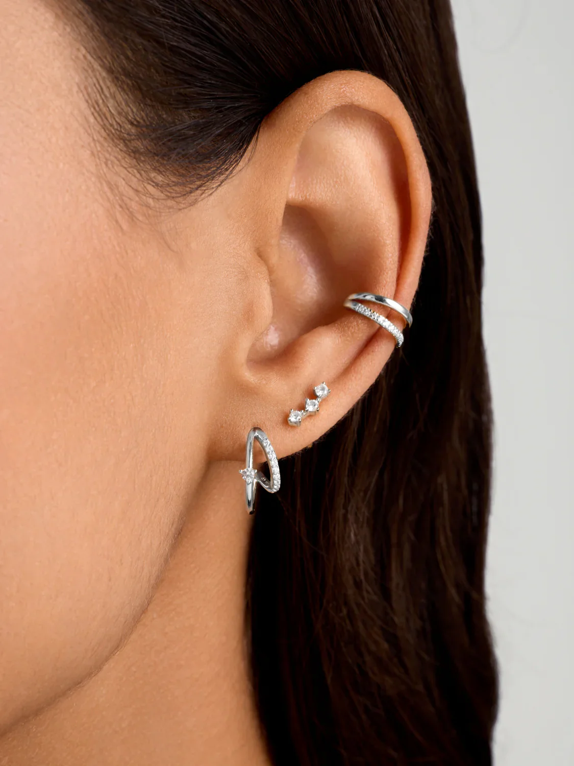 Silver Pave Double Ear Cuff