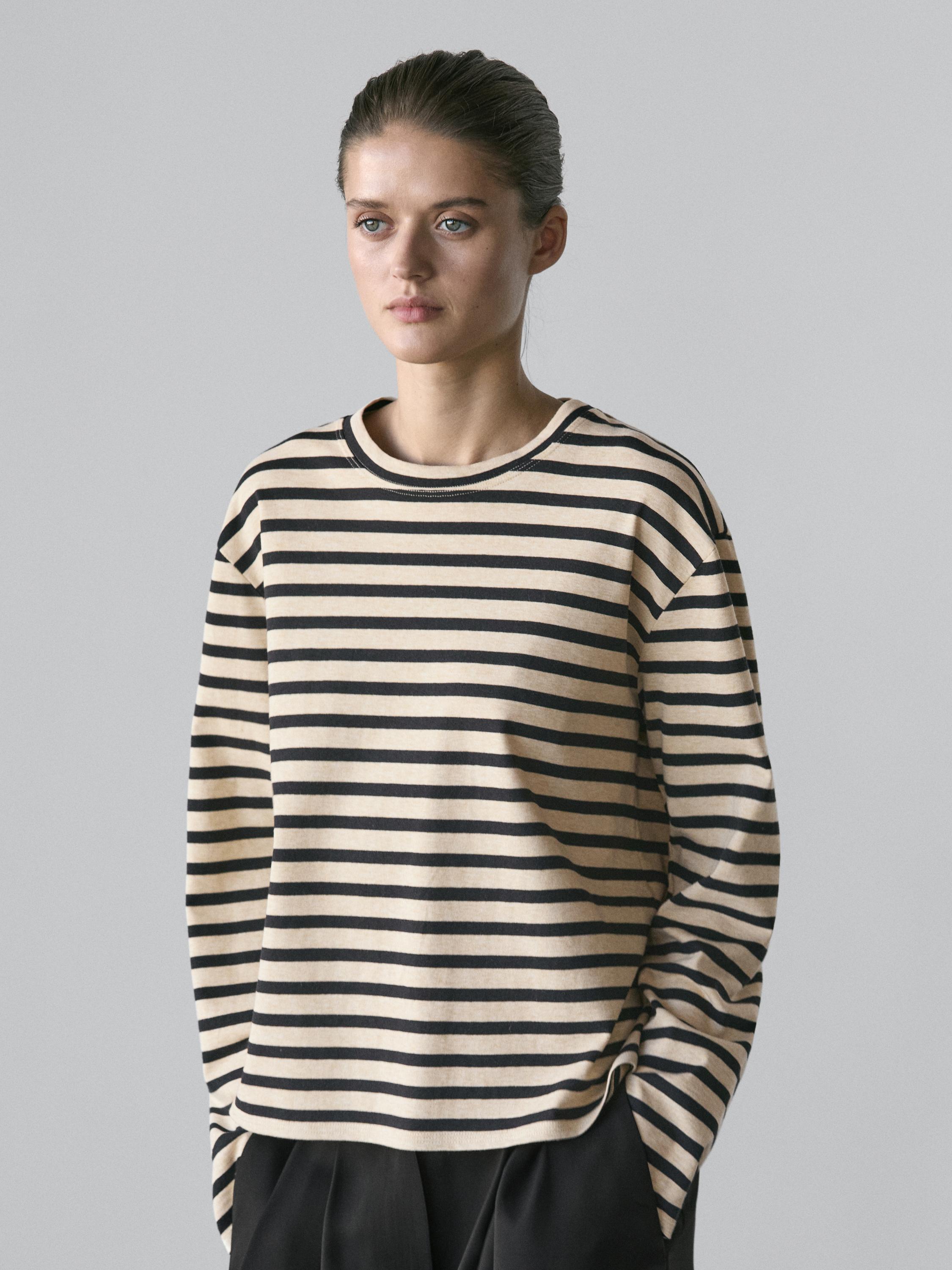 Camiseta oversize rayas mezcla algodón