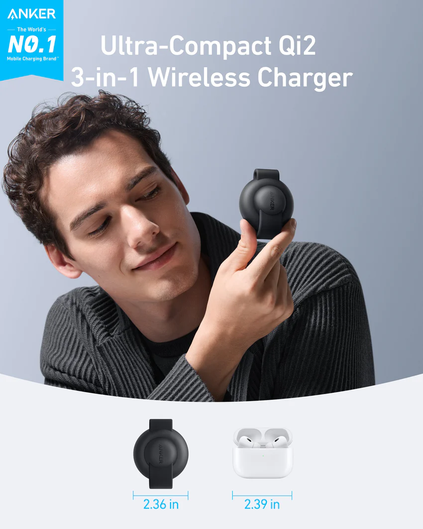 Anker MagGo Wireless Charging Station (3-in-1, Foldable Pad)  and Anker Nano Charger (20W)