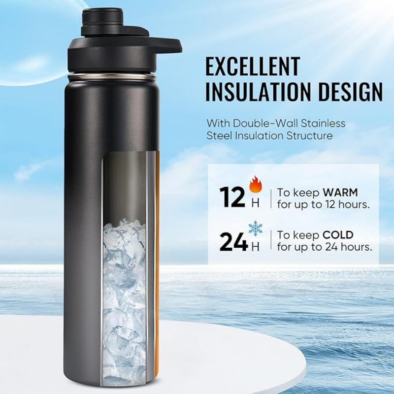 THERMOCLOUD 24 oz Insulated Water Bottle with Handle