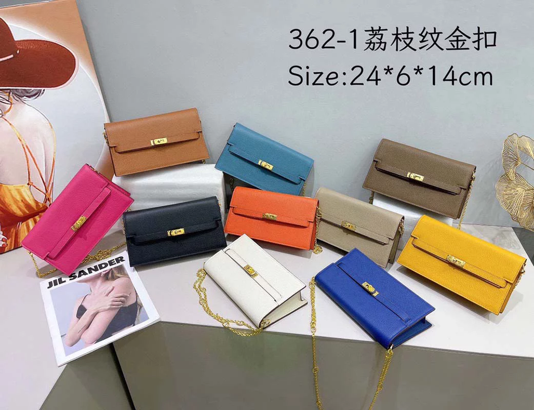 9 Colors Leather 9.4″x5.5″x2.4″ Long Wallet with Chains Strap BB-921913