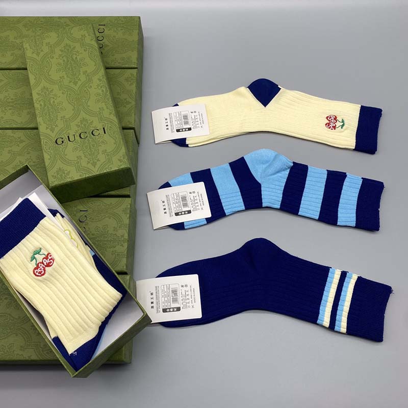 Set of 3 Pairs of Cotton Anti-bacterial Crew Socks WZ-924000177