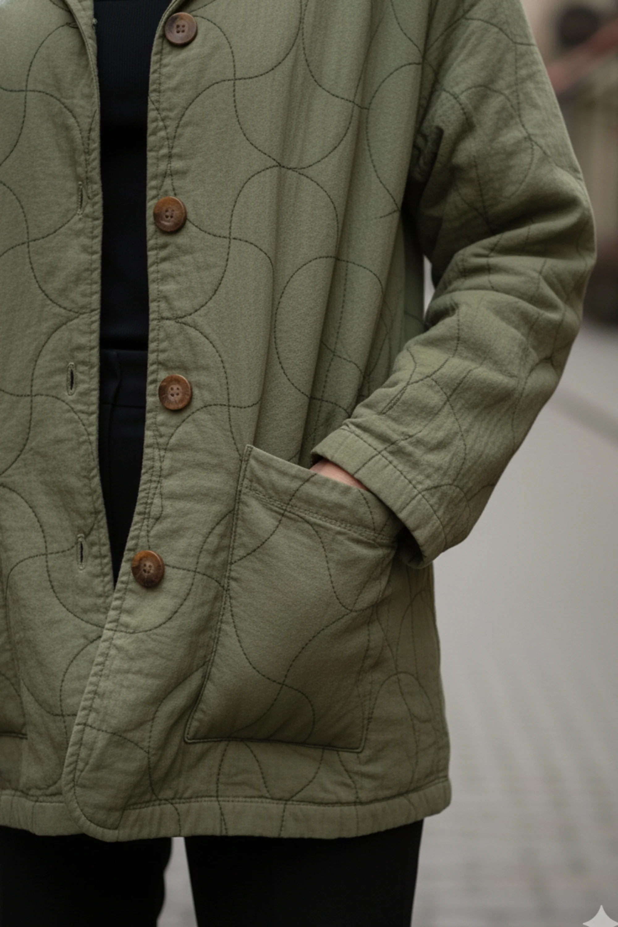 Olive Quilted Shacket