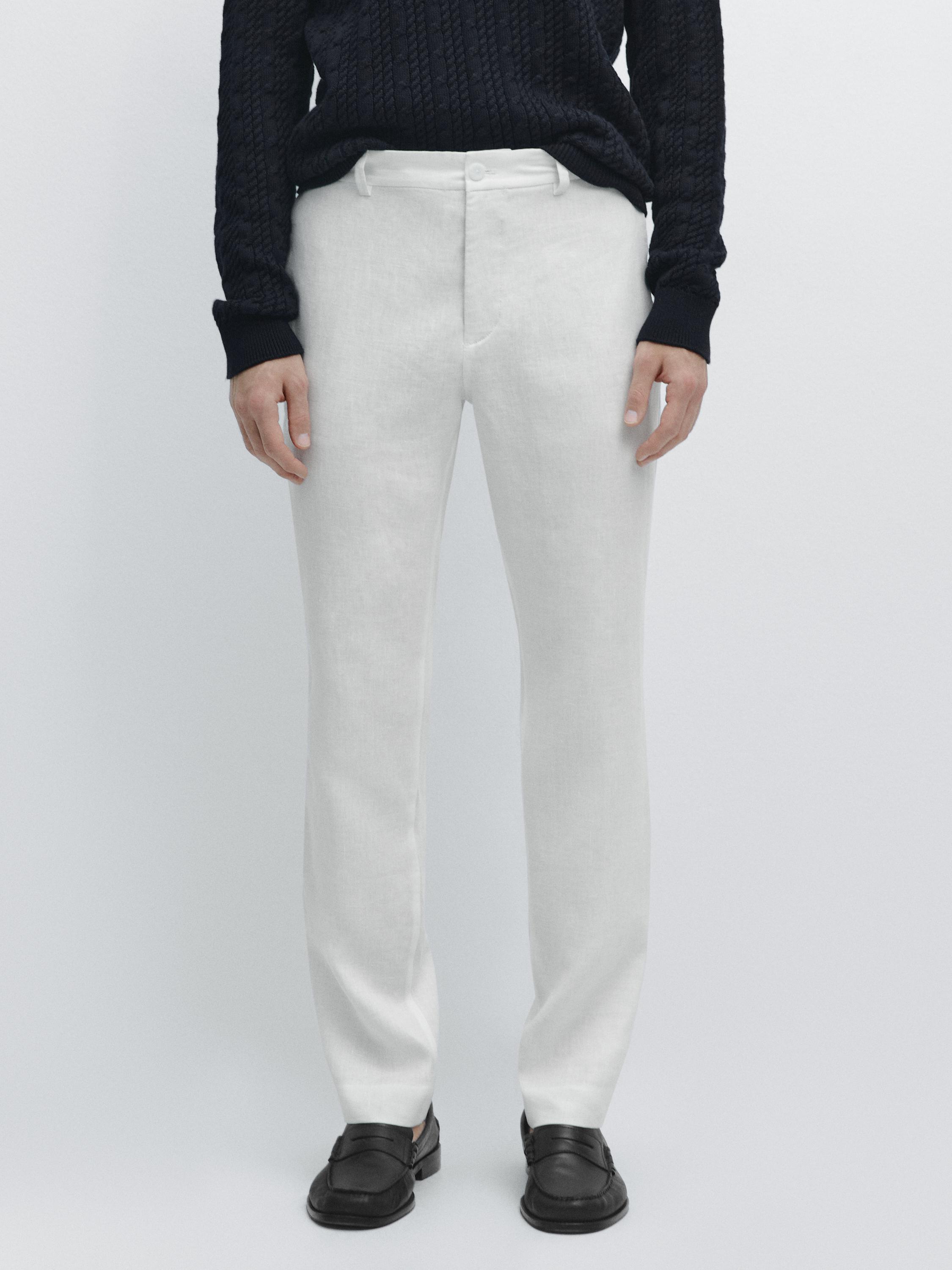 Pantalón tapered fit lino