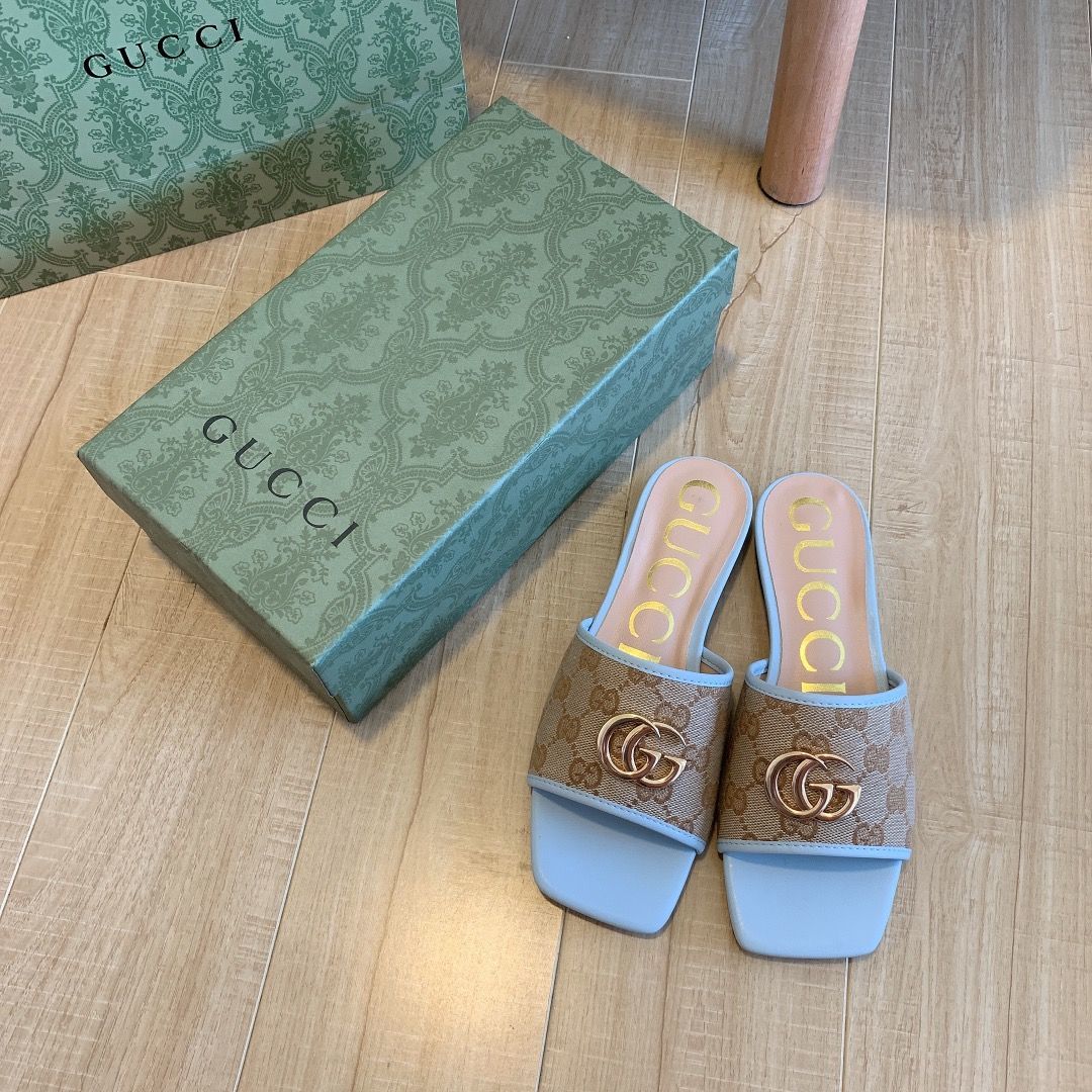 Brown Canvas Embossed Flat Slippers LX-872037