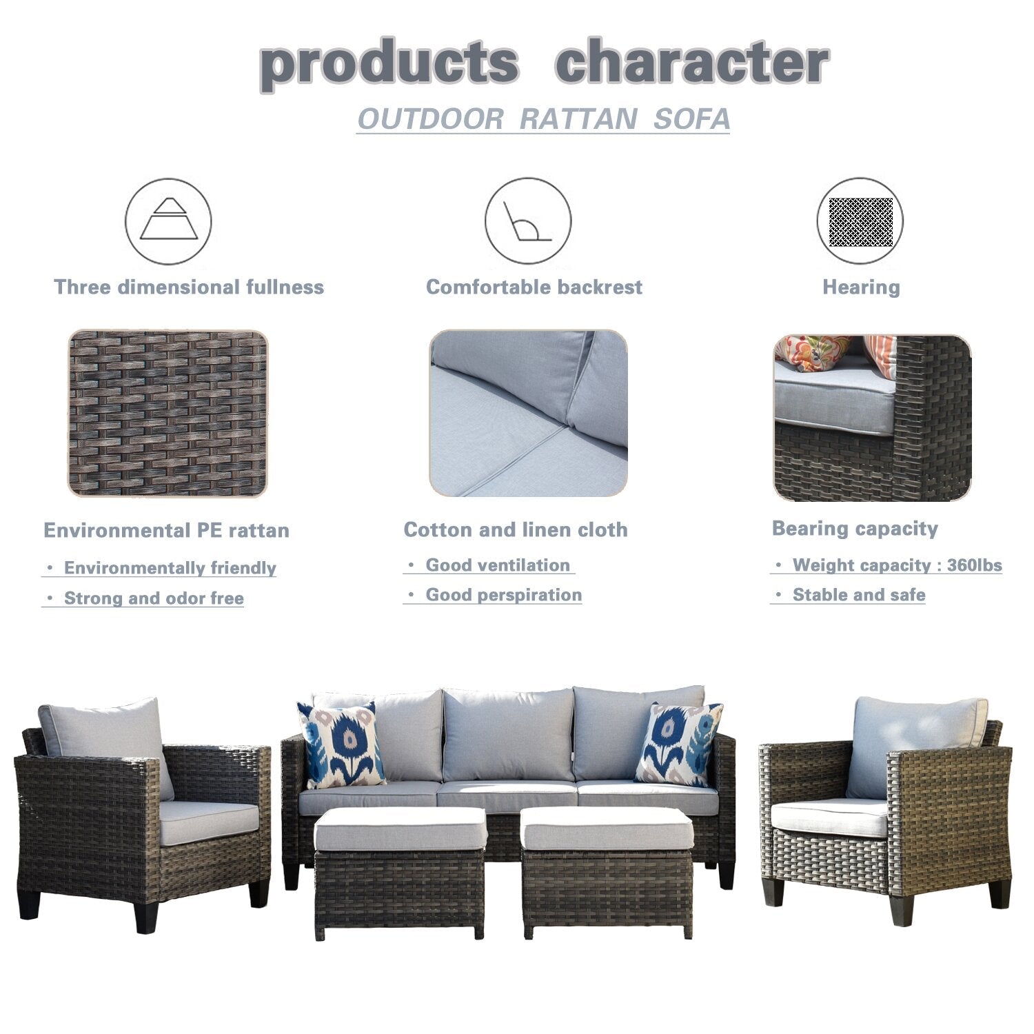 Dron Wicker/Rattan 5 - Person Seating Group with Cushions