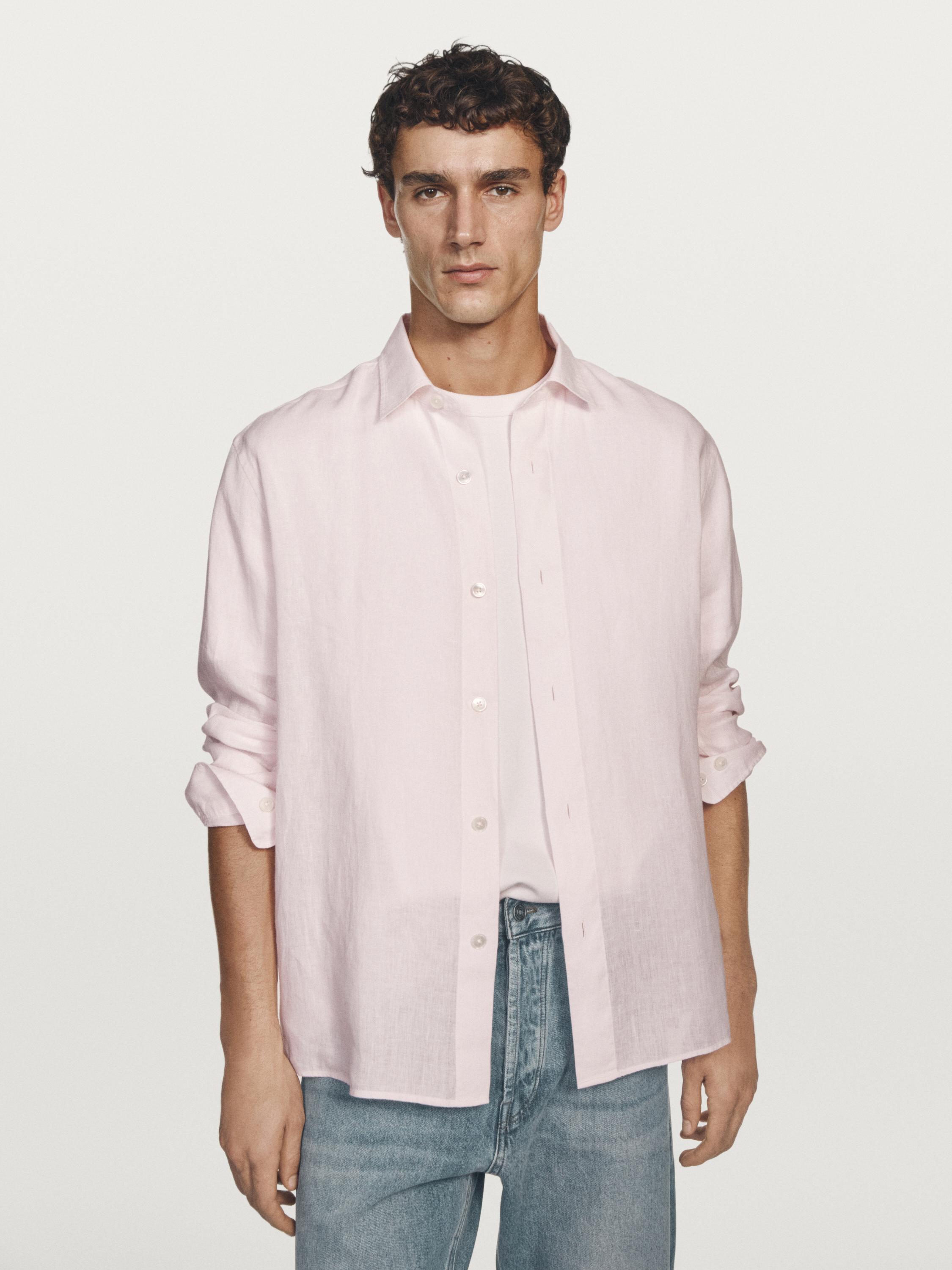 Camisa regular fit 100% lino