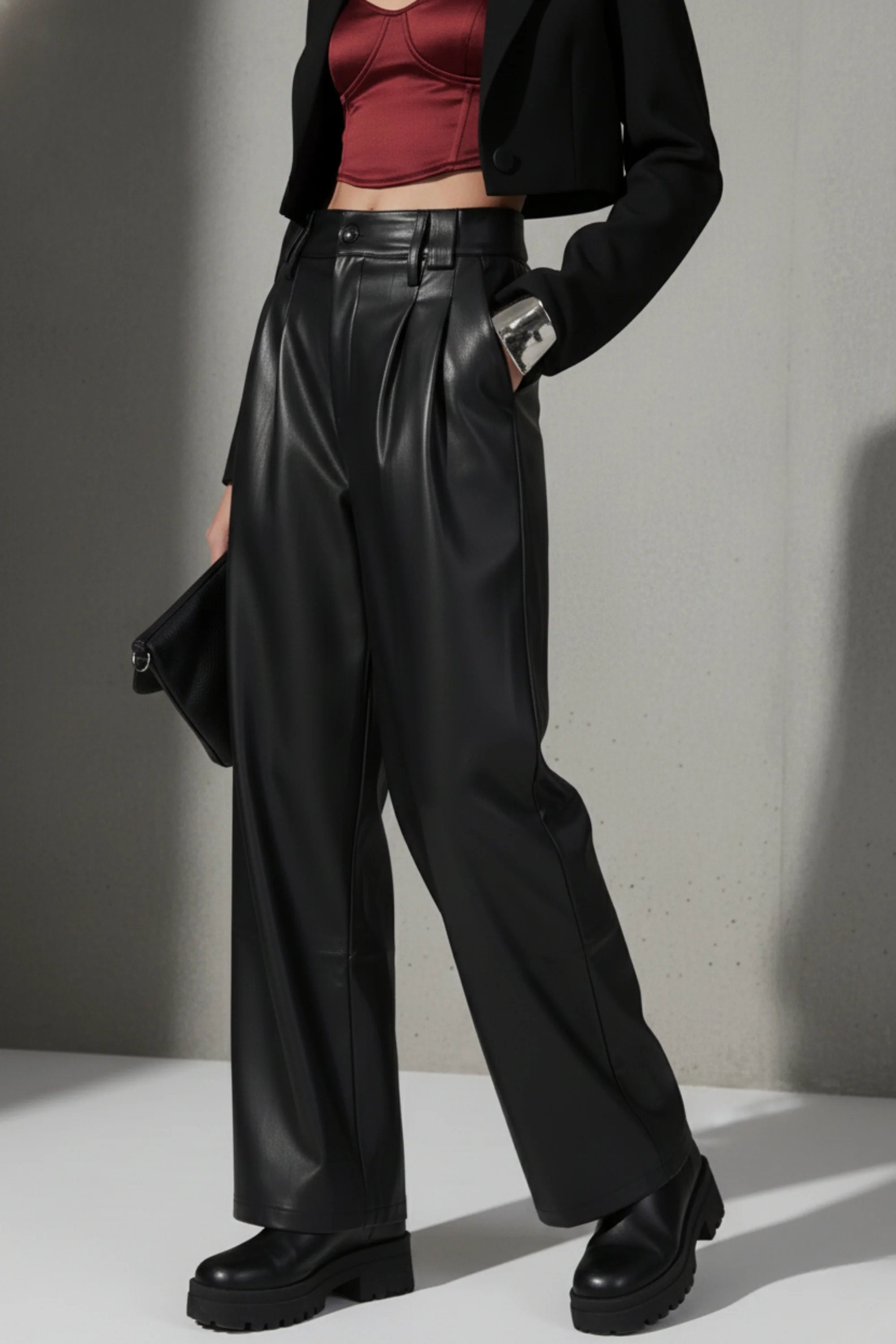 Obsidian Leather High-Waist Pants