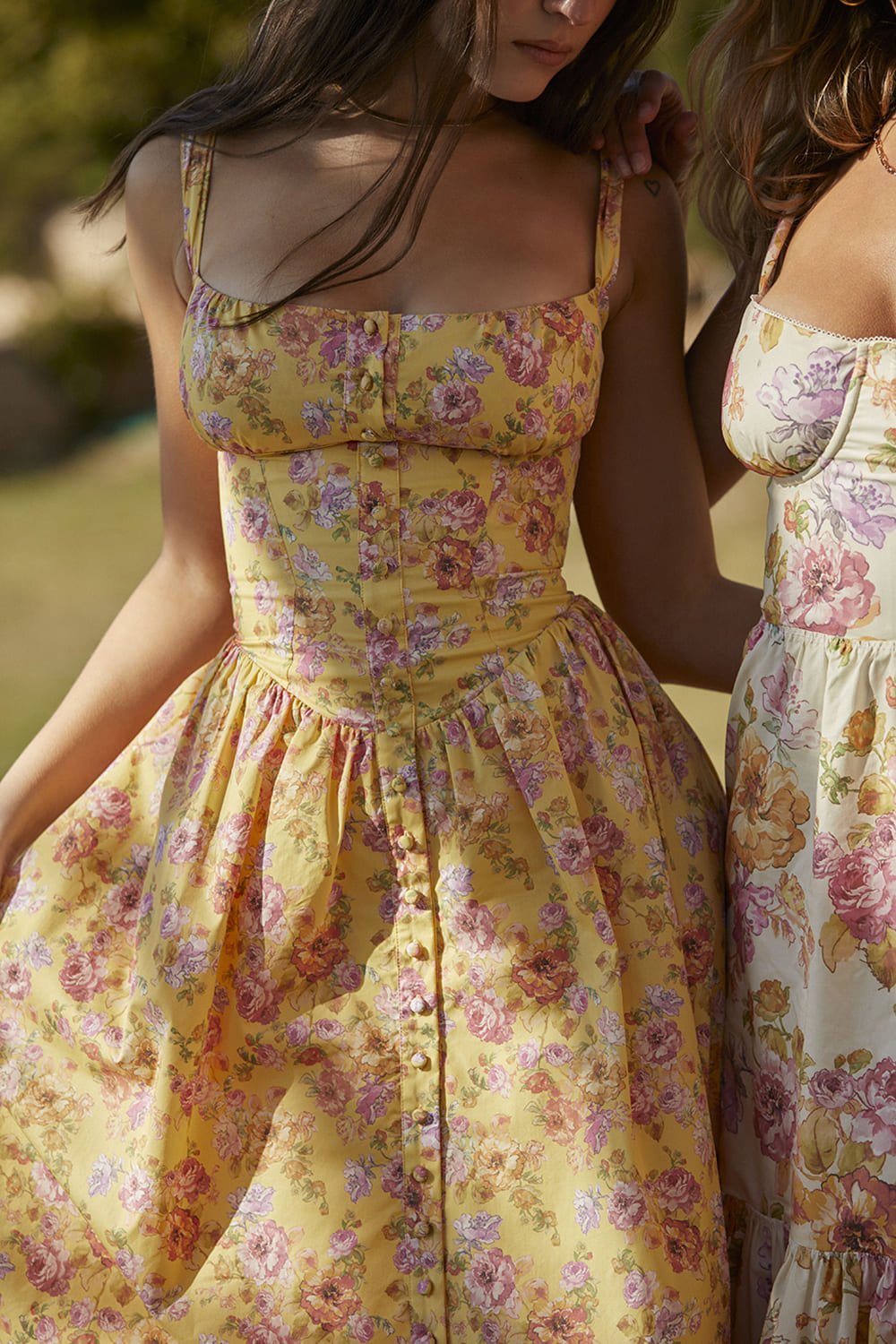 BUTTER PRINT MIDI SUNDRESS