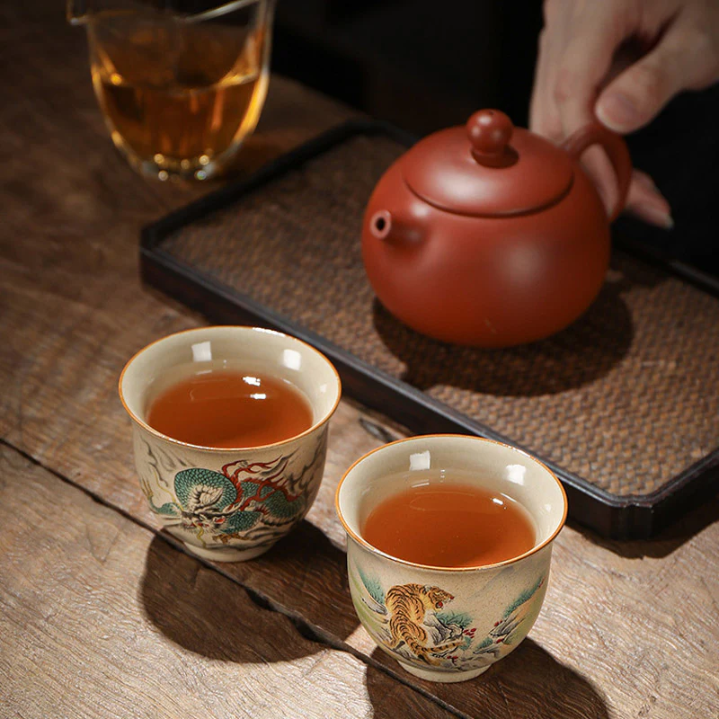 12 Chinese Zodiac Ceramic Teacup Kung Fu Tea Cup 130ml