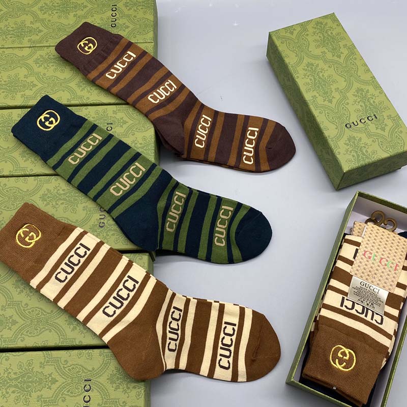 Set of 3 Pairs of Cotton Anti-bacterial Crew Socks WZ-924000181