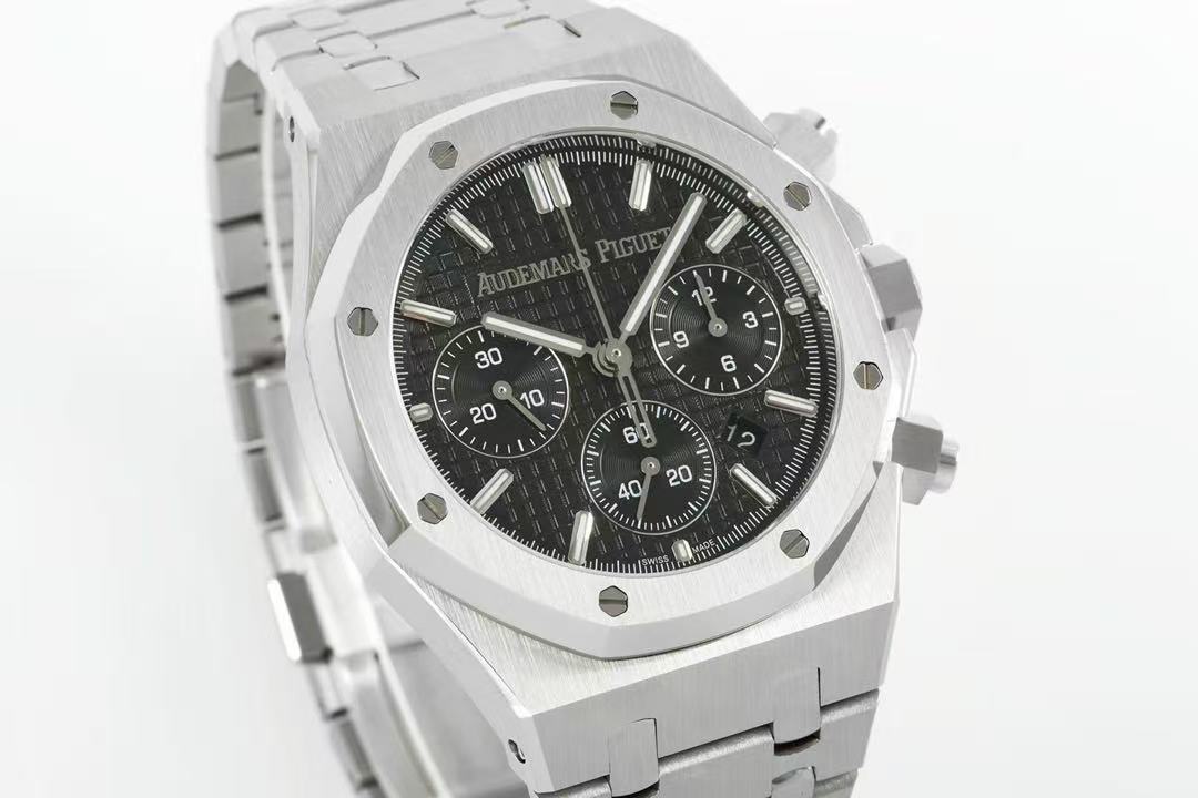 12A 【SUPER CLONE】Audemars Piguet Royal Oak Chronograph Black Dial 41mm Stainless Steel Watch 26320ST.OO.1220ST.01