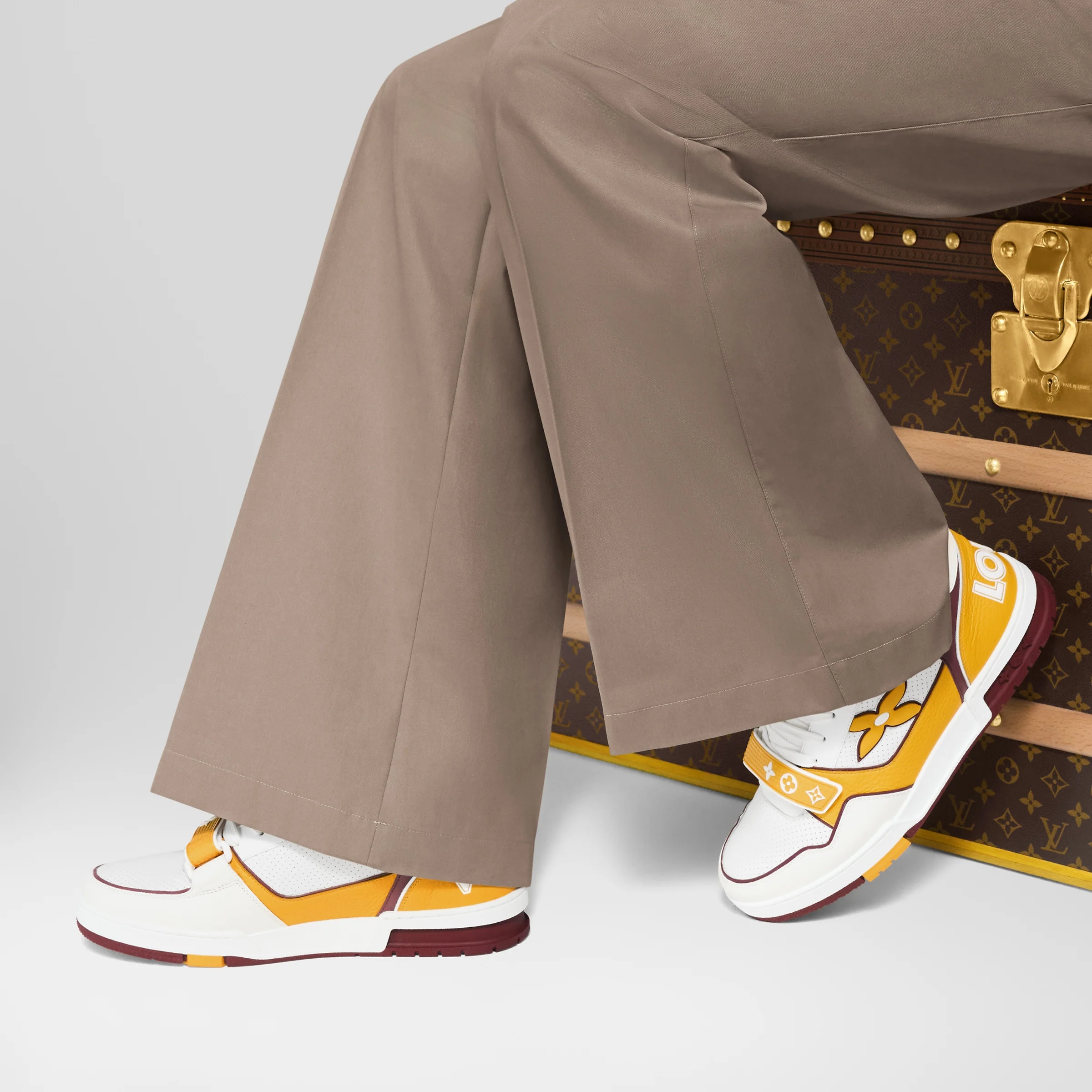LV  Trainer Yellow Velcro Strap Sneaker