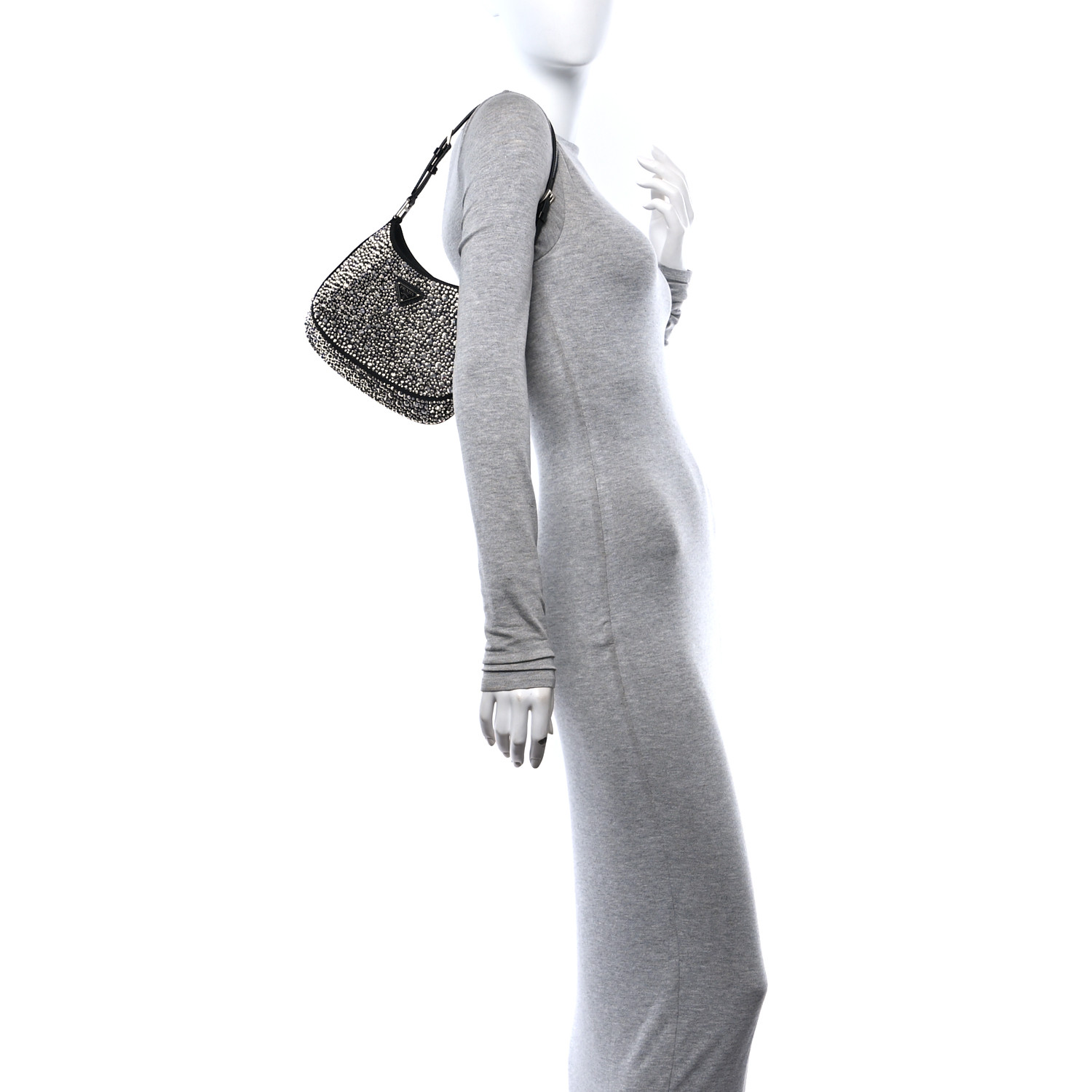 Satin Crystal Cleo Adjustable Strap Shoulder Bag Metal