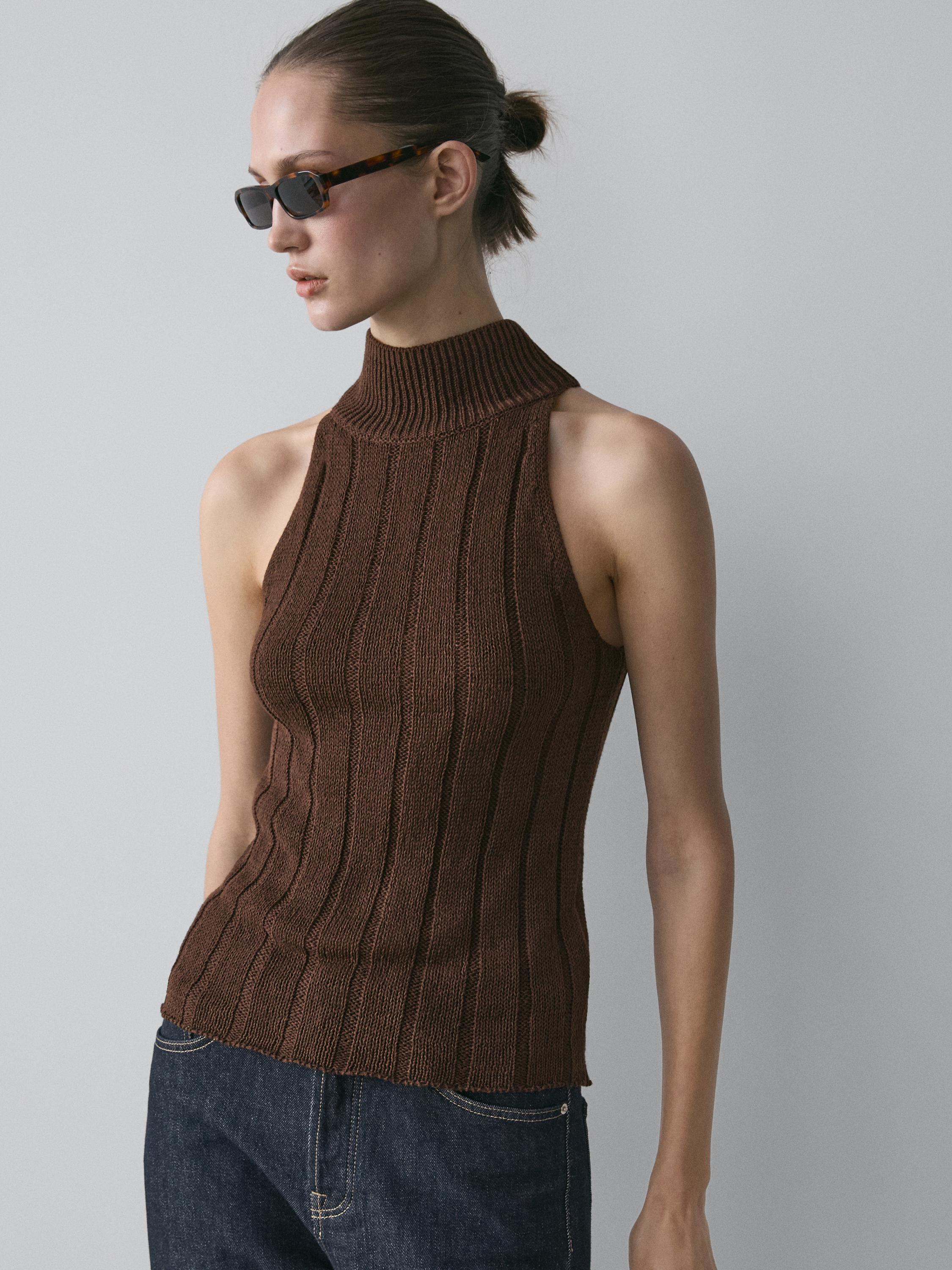Top halter mezcla algodón