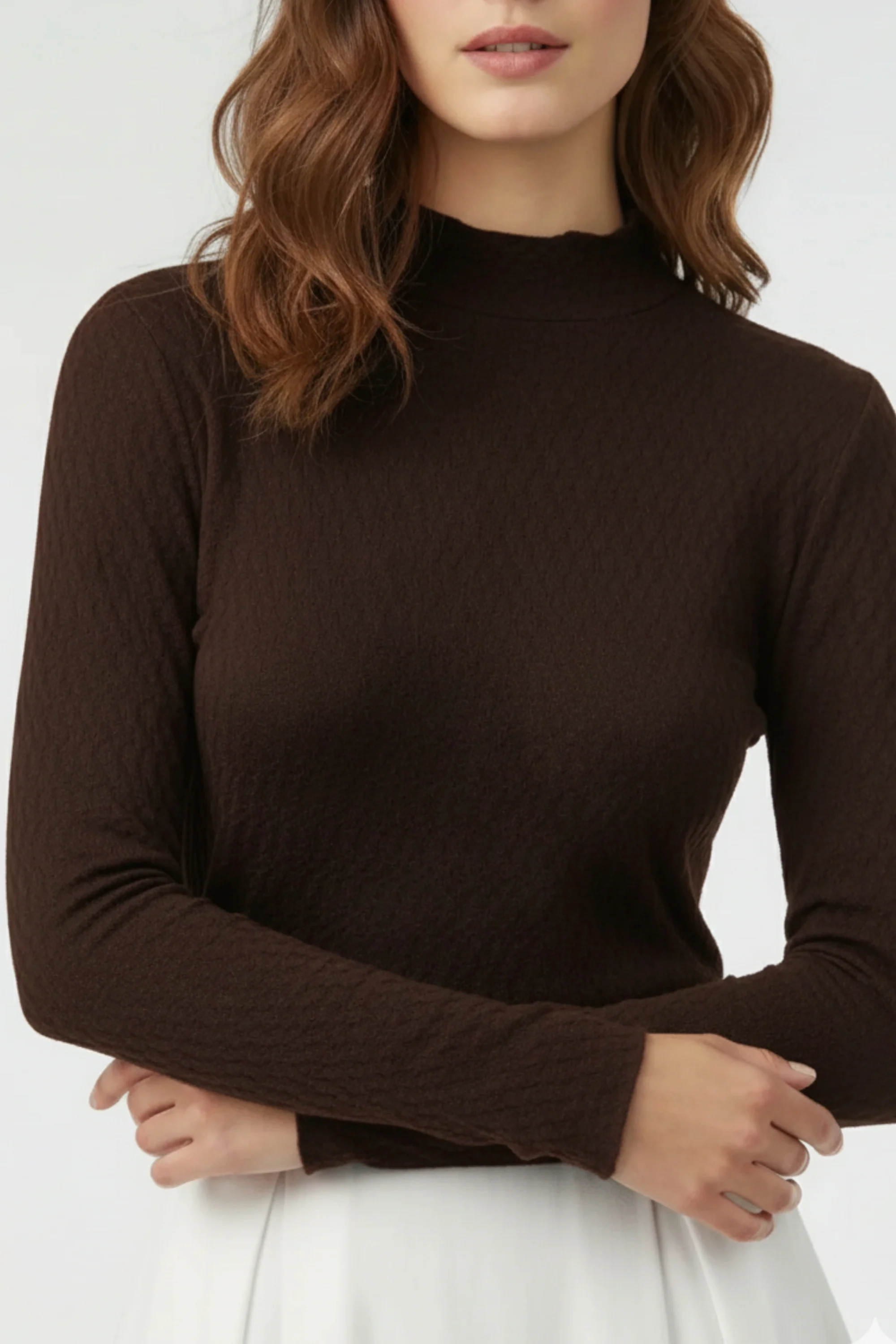 Hazel Textured High Neck Knit Top