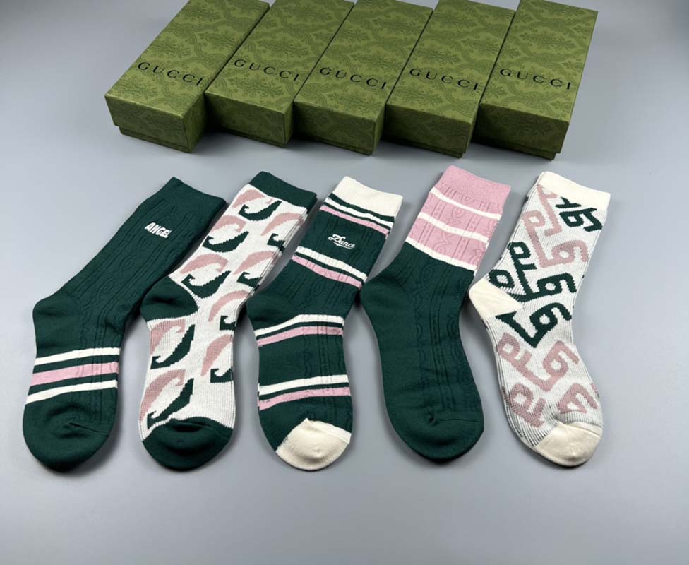 Set of 5 Pairs of Cotton Anti-bacterial Crew Socks WZ-924000172