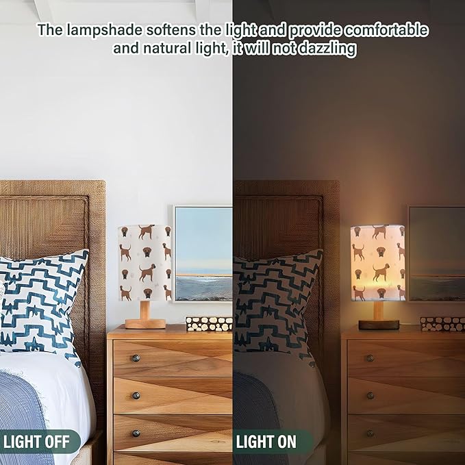 Table Lamp Boxer Dog Pattern Nightstand Lamp