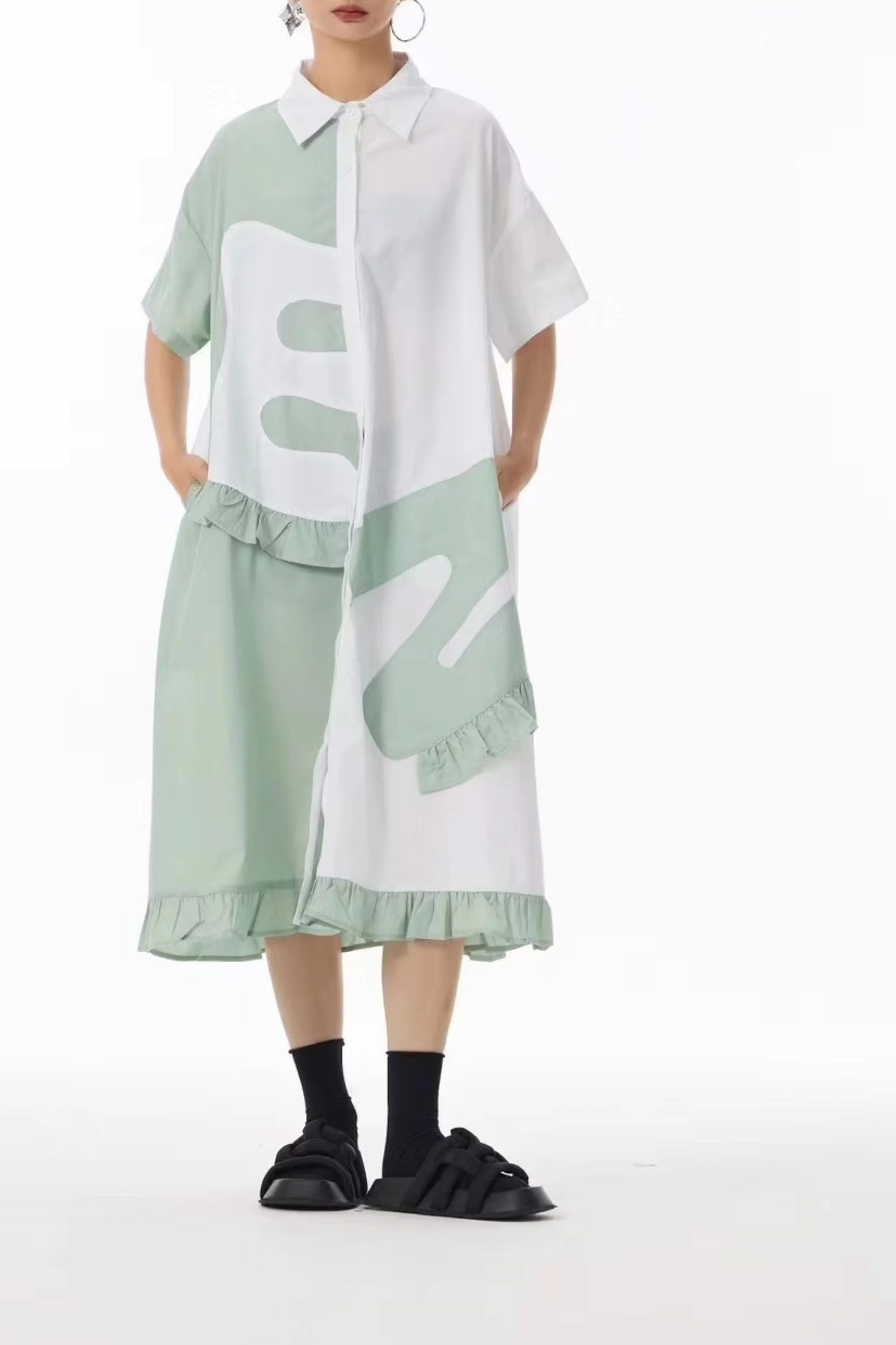 EZ Color blocked Shirt Dress