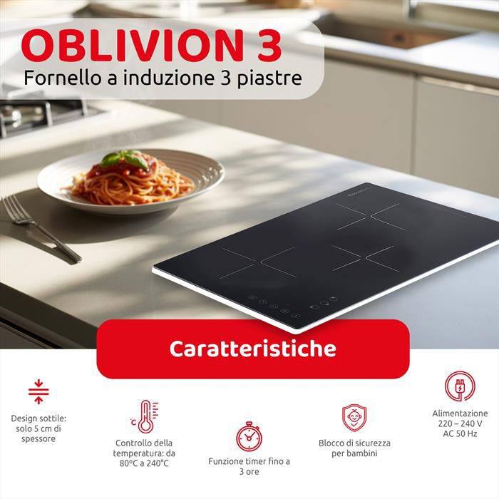 MELCHIONI FAMILY - Piastra a induzione 2 fuochi OBLIVION 3-nero