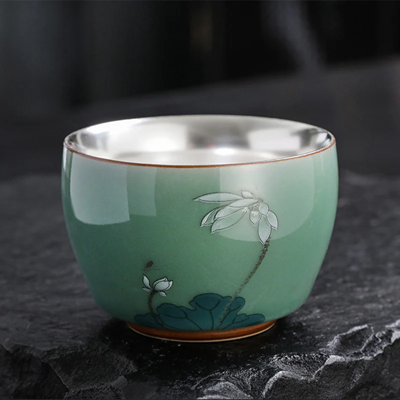 Butterfly Goldfish Lotus Koi Fish Ceramic Teacup Kung Fu Tea Cup 120ml