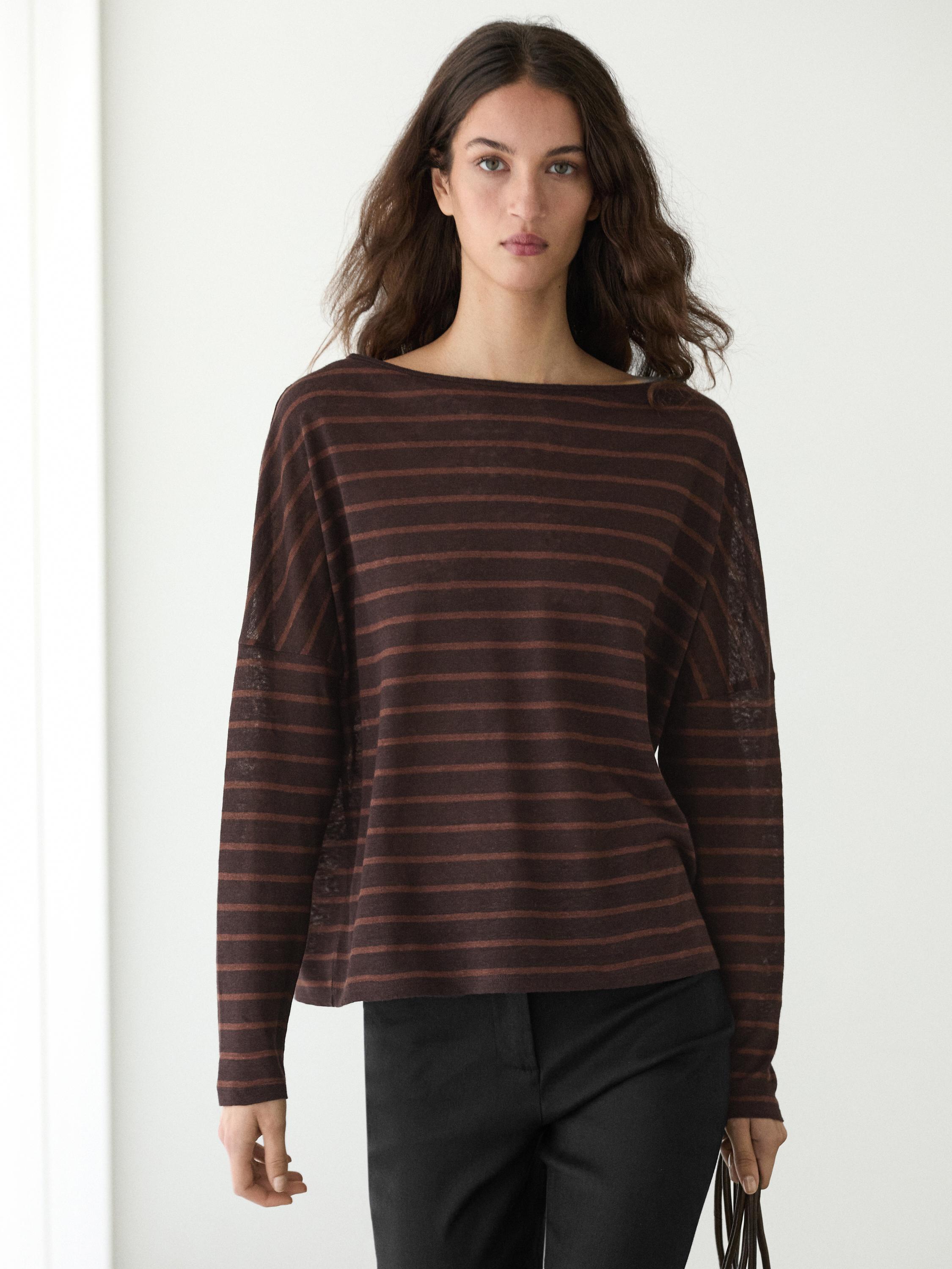 Camiseta punto rayas lino