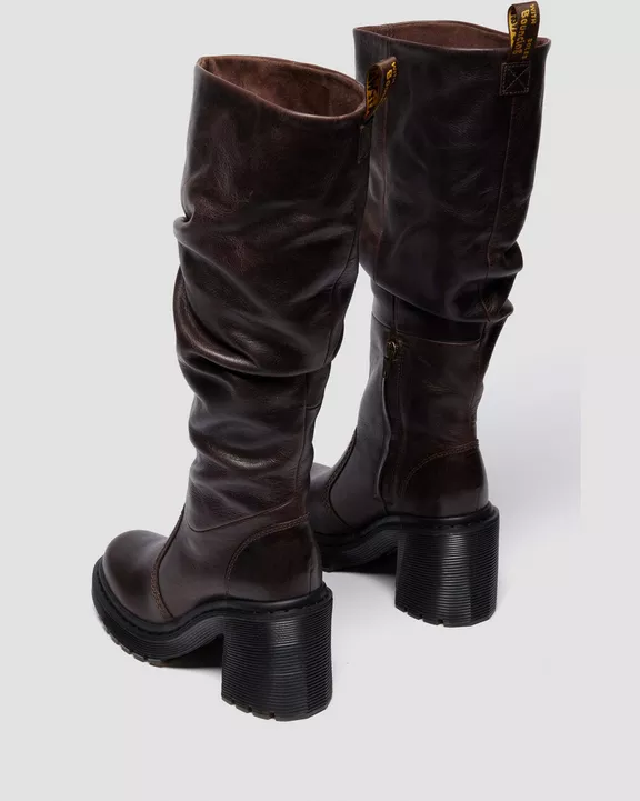 KASEY LEATHER KNEE HIGH HEELED BOOTS