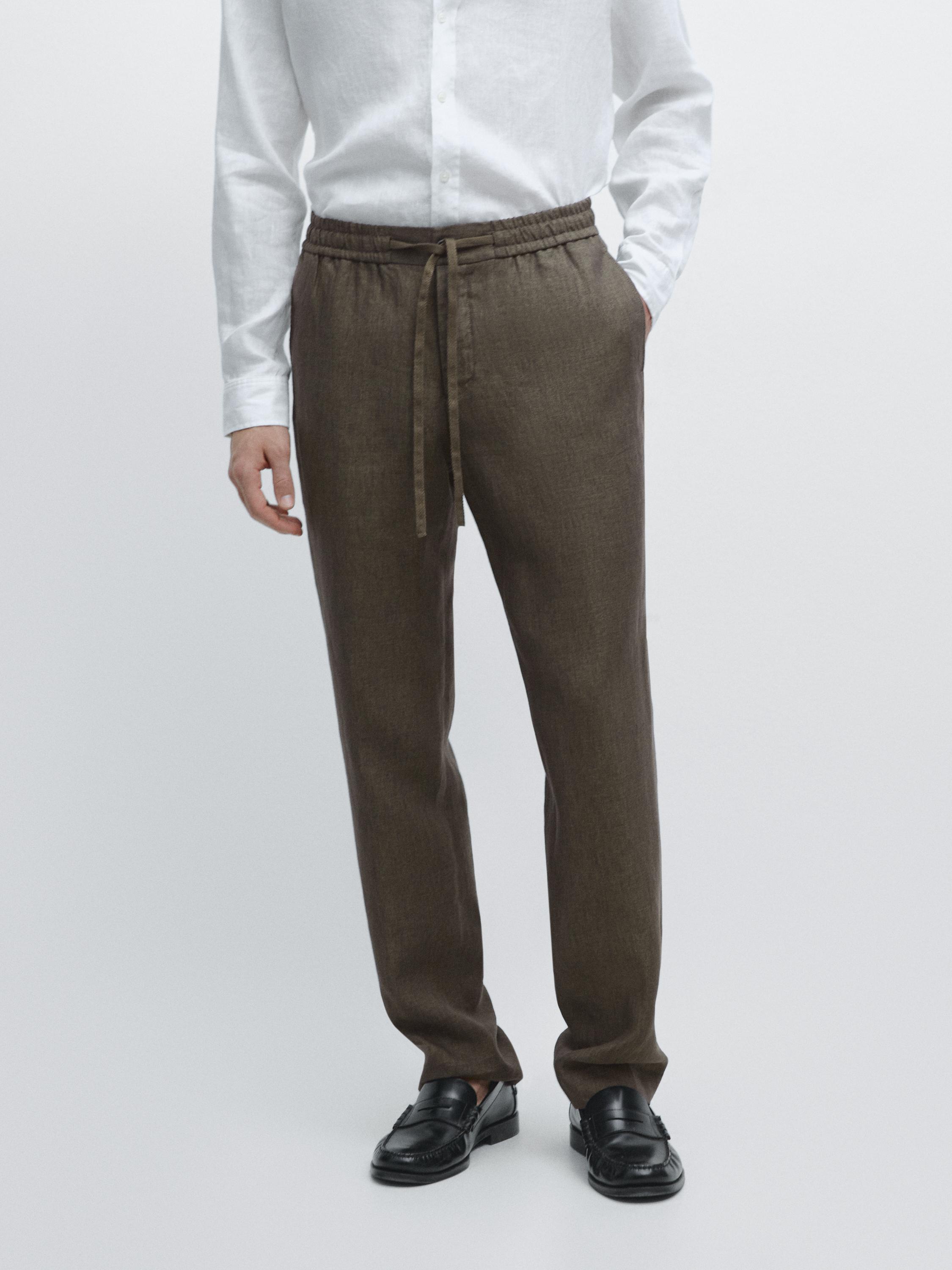 Pantalón jogger fit 100% lino