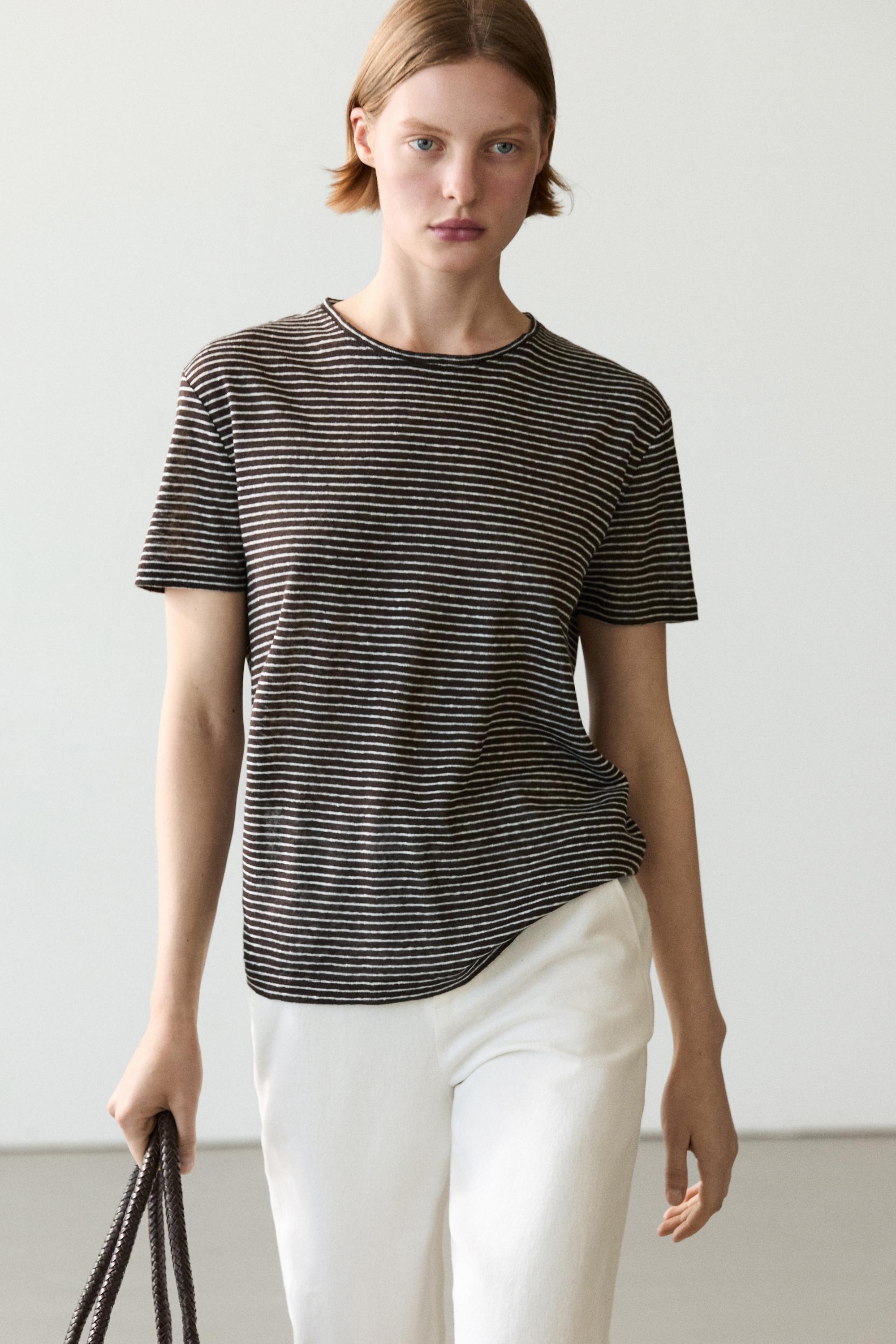 Camiseta rayas regular fit 100% lino