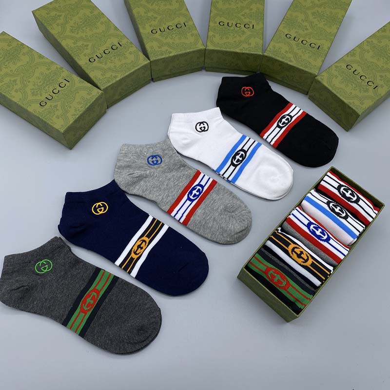 Set of 5 Pairs of Cotton Anti-bacterial Ankle Socks WZ-924000142
