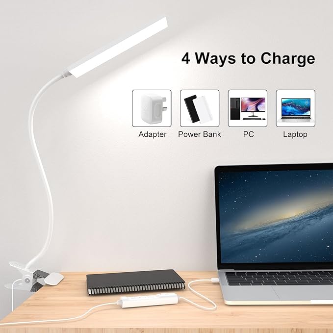 Clip on Light LED Desk Lamp with Eye-Caring LED Metal Clip