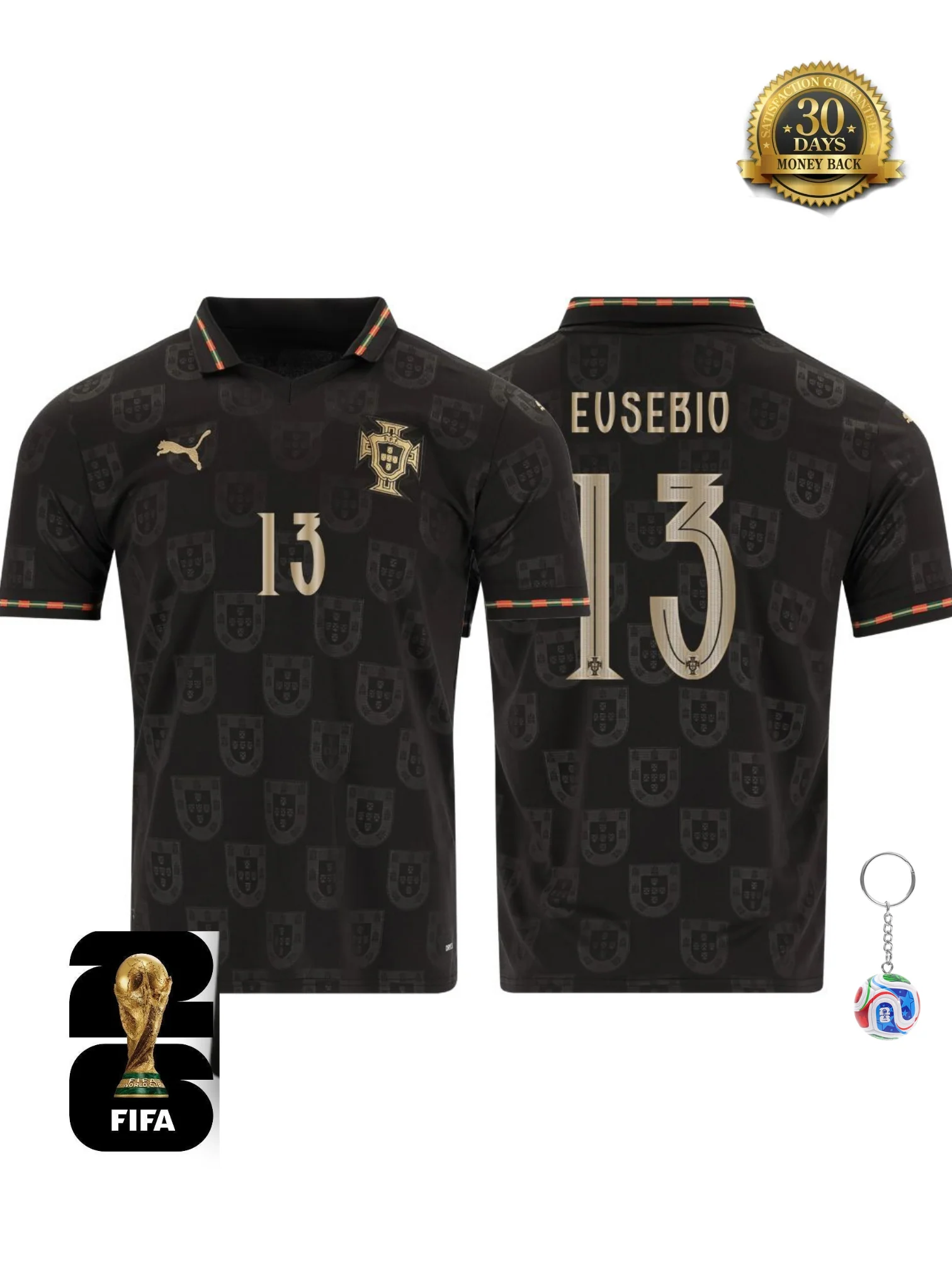 Portugal World Cup Fan Jersey Black Panther 2026 #13 Eusebio