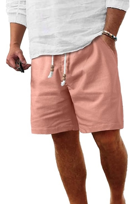 Men's Linen Shorts Casual Elastic Waist