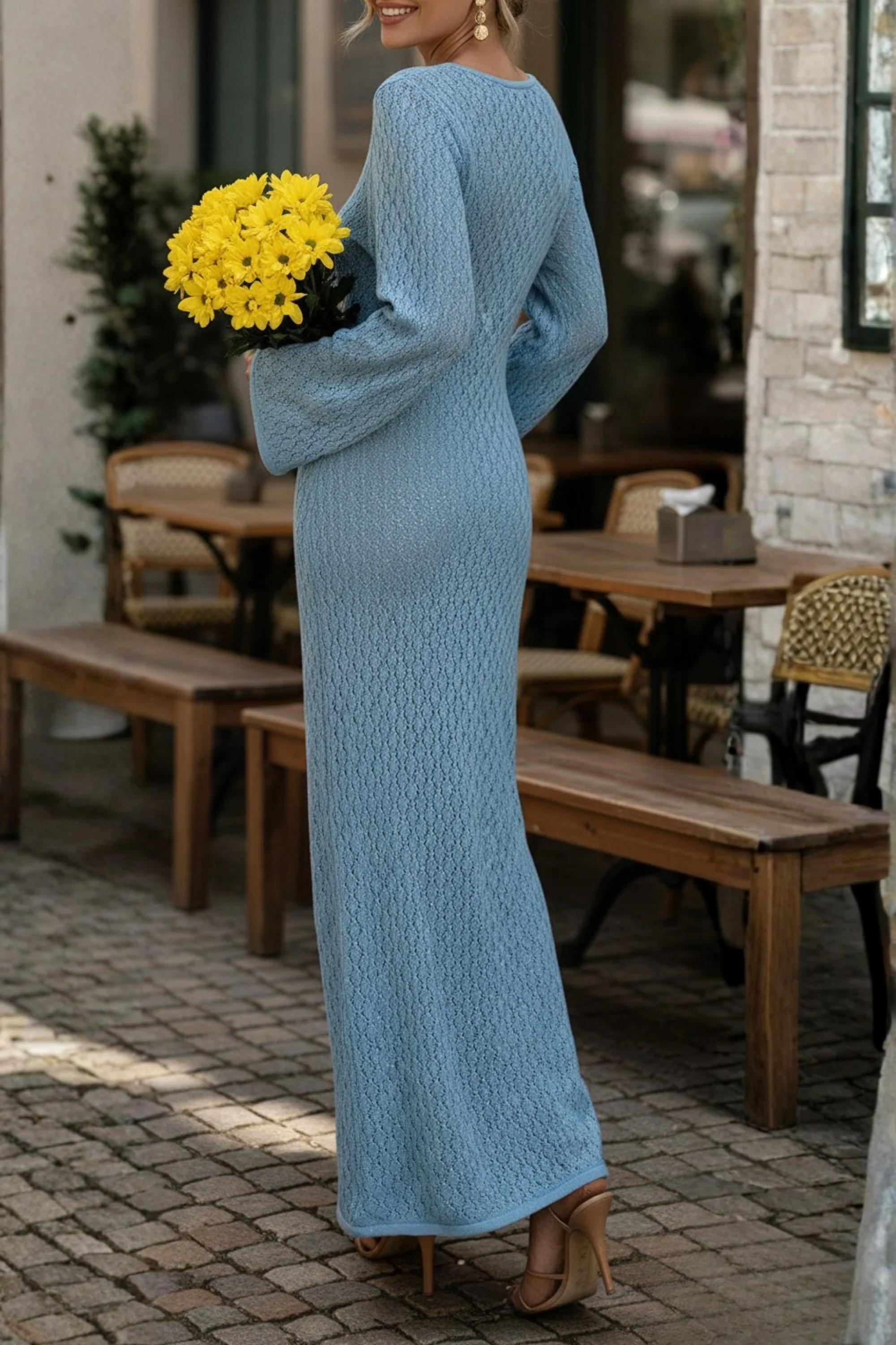 Alexis Blue Crochet Knit Dress