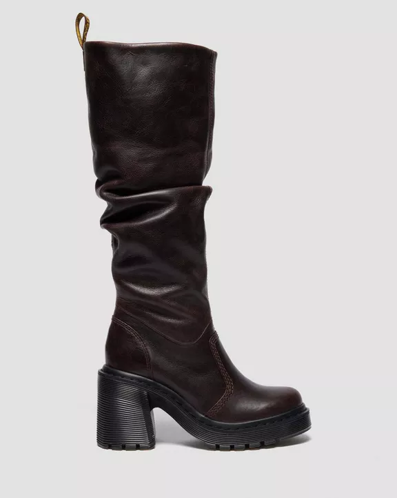 KASEY LEATHER KNEE HIGH HEELED BOOTS