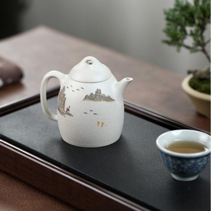 Bai Yu Duan Ni Yixing Teapot with Clay Painting 280ml