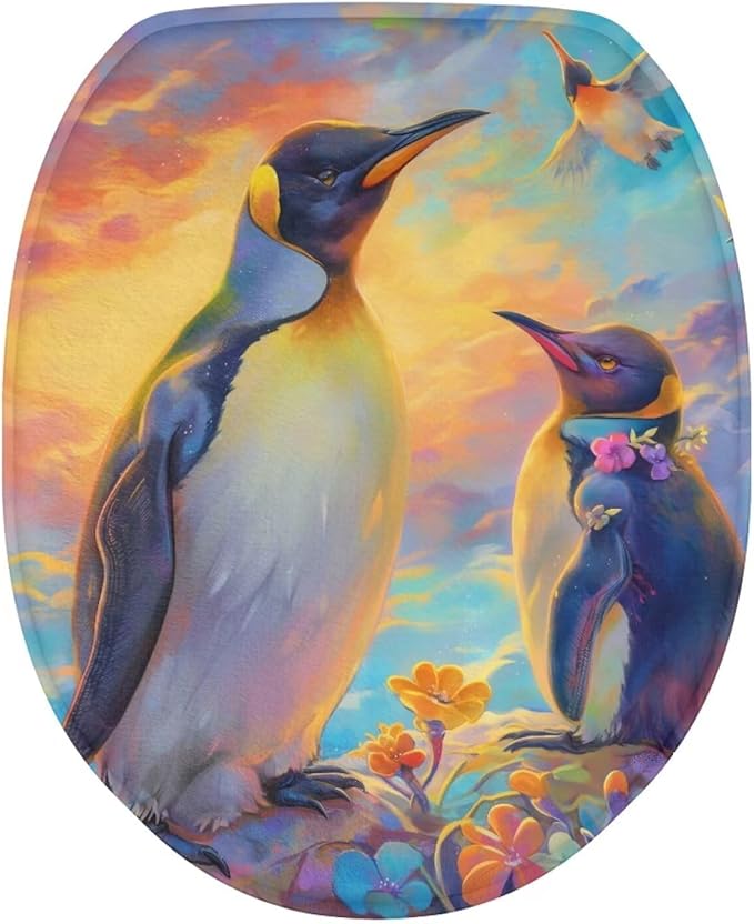 BATHLOOP Sunset Penguin Toilet Seat Lid Cover