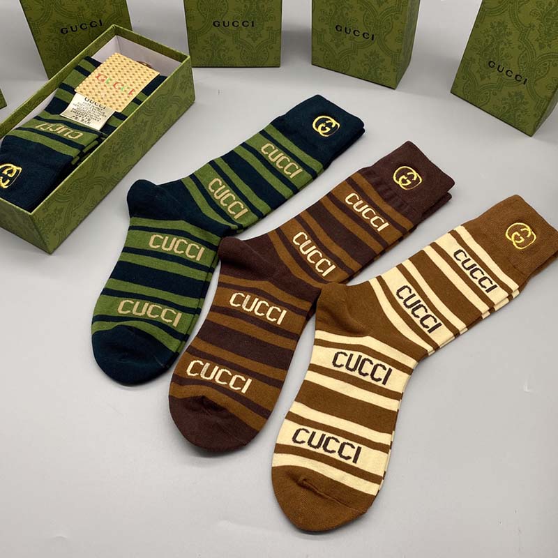 Set of 3 Pairs of Cotton Anti-bacterial Crew Socks WZ-924000181