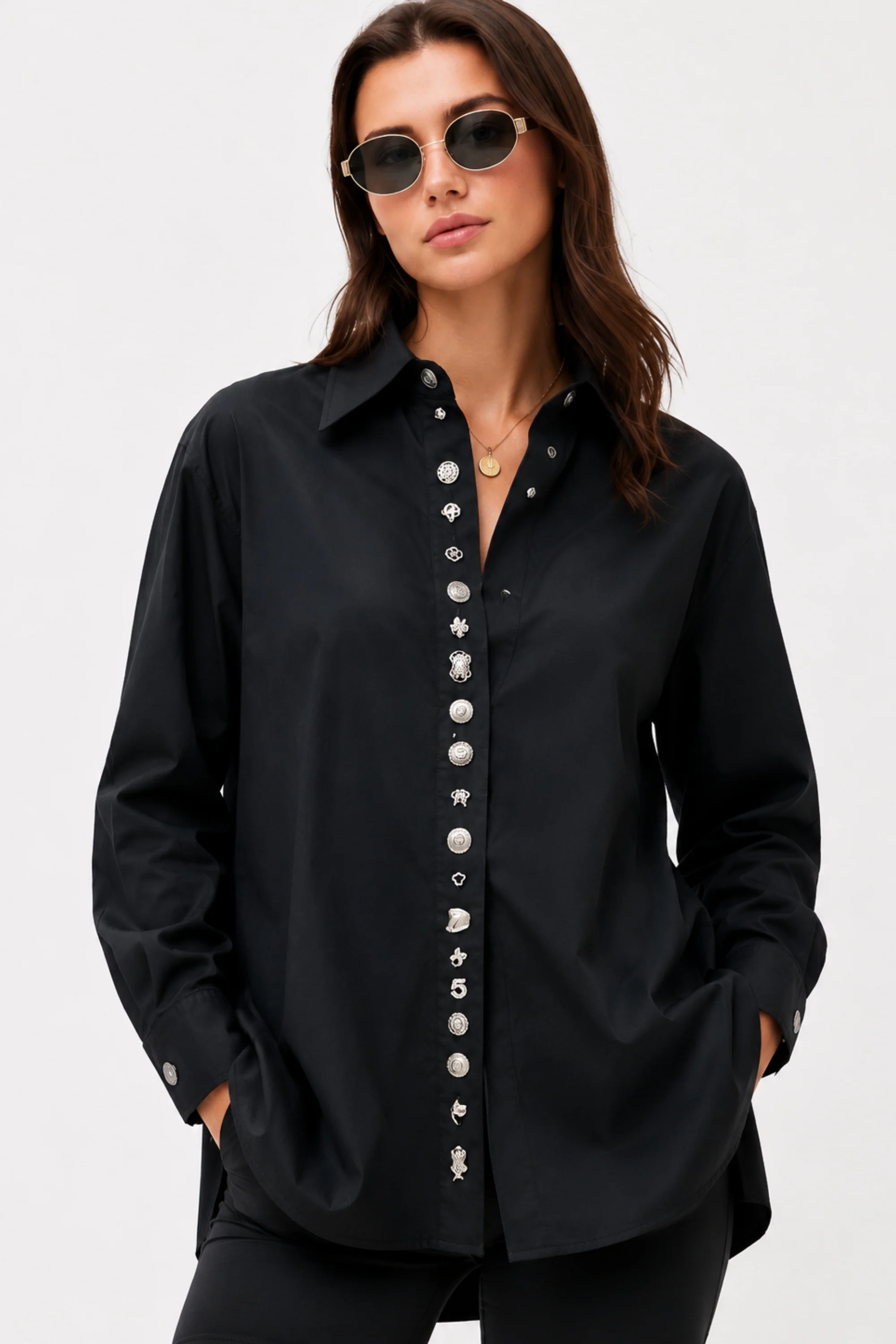 Ornate Black  Button Shirt