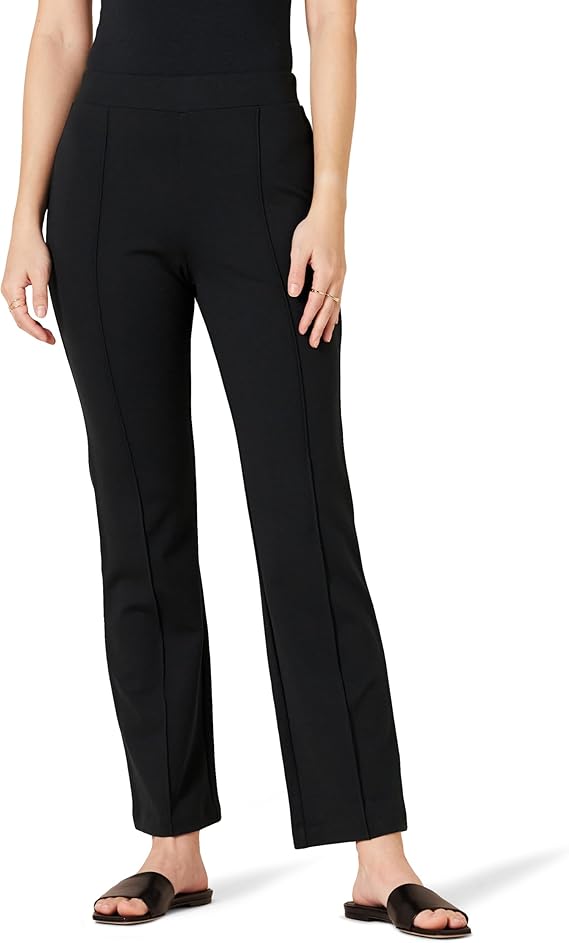 AERLEN Women's Stretchy Ponte Pull-On Mid Rise Ankle Length Pants