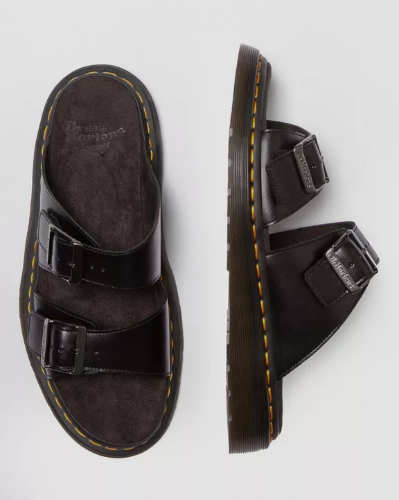 Josef Leather Buckle Slide Sandals