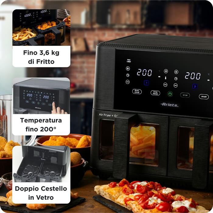 ARIETE - Friggitrice ad aria doppia 4631 9L 2400W-Nero