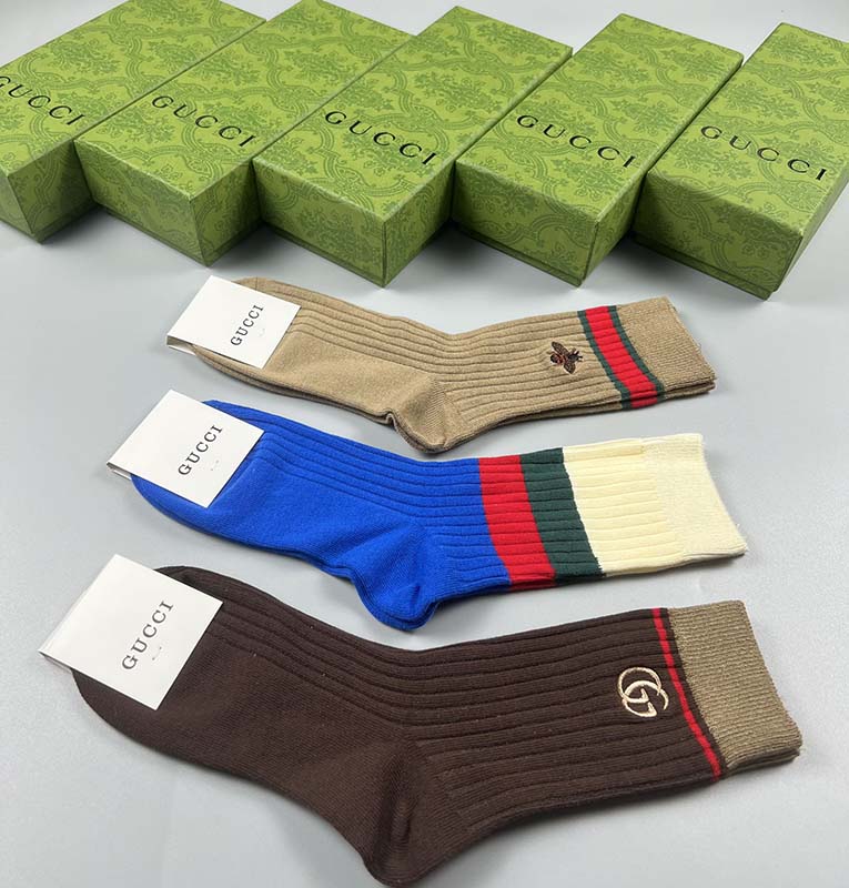 Set of 3 Pairs of Cotton Anti-bacterial Crew Socks WZ-924000158