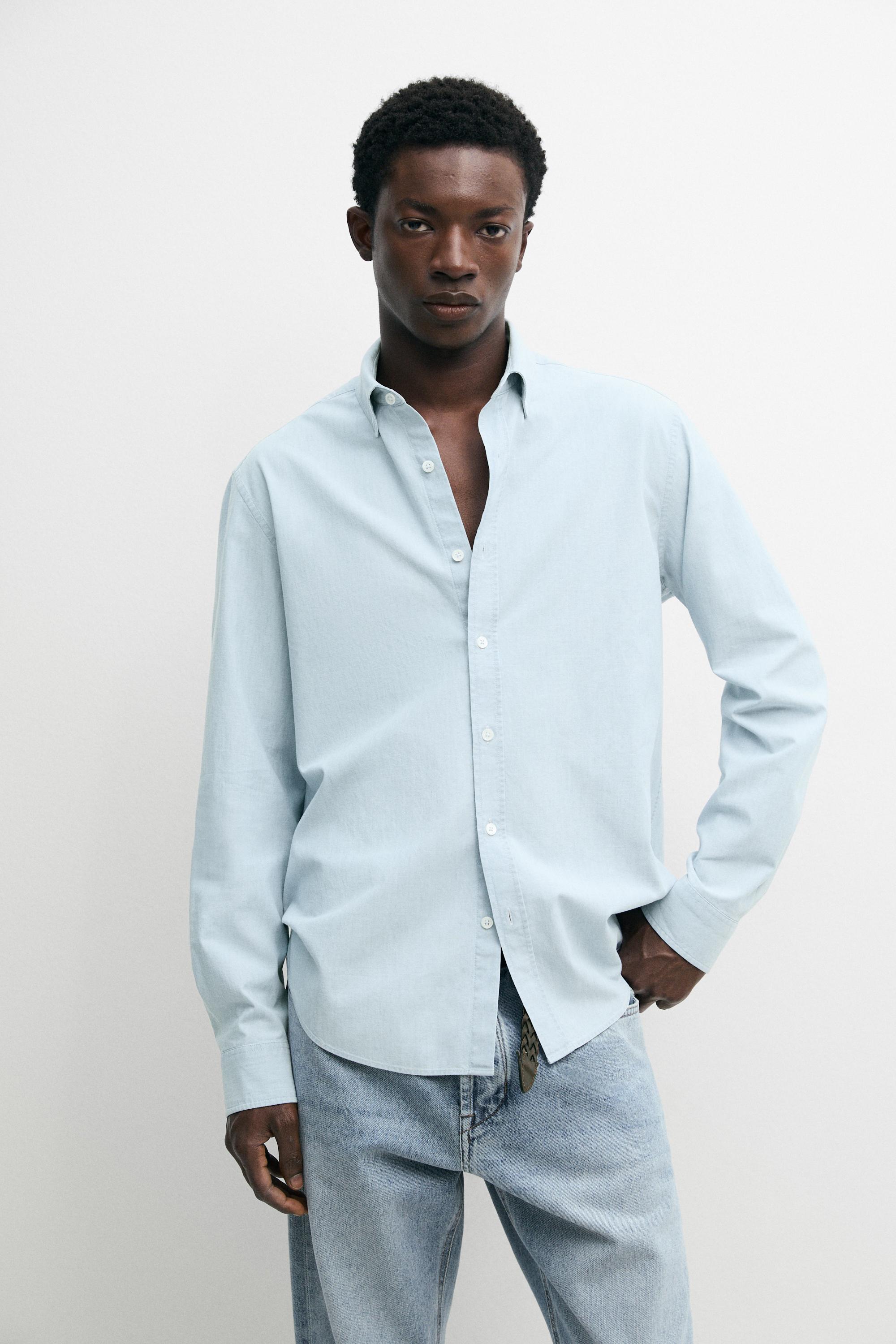Camisa slim fit denim 100% algodón