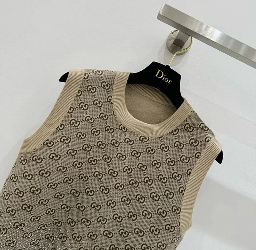 Colorful rhinestone vintage series knitted vest BX-93411
