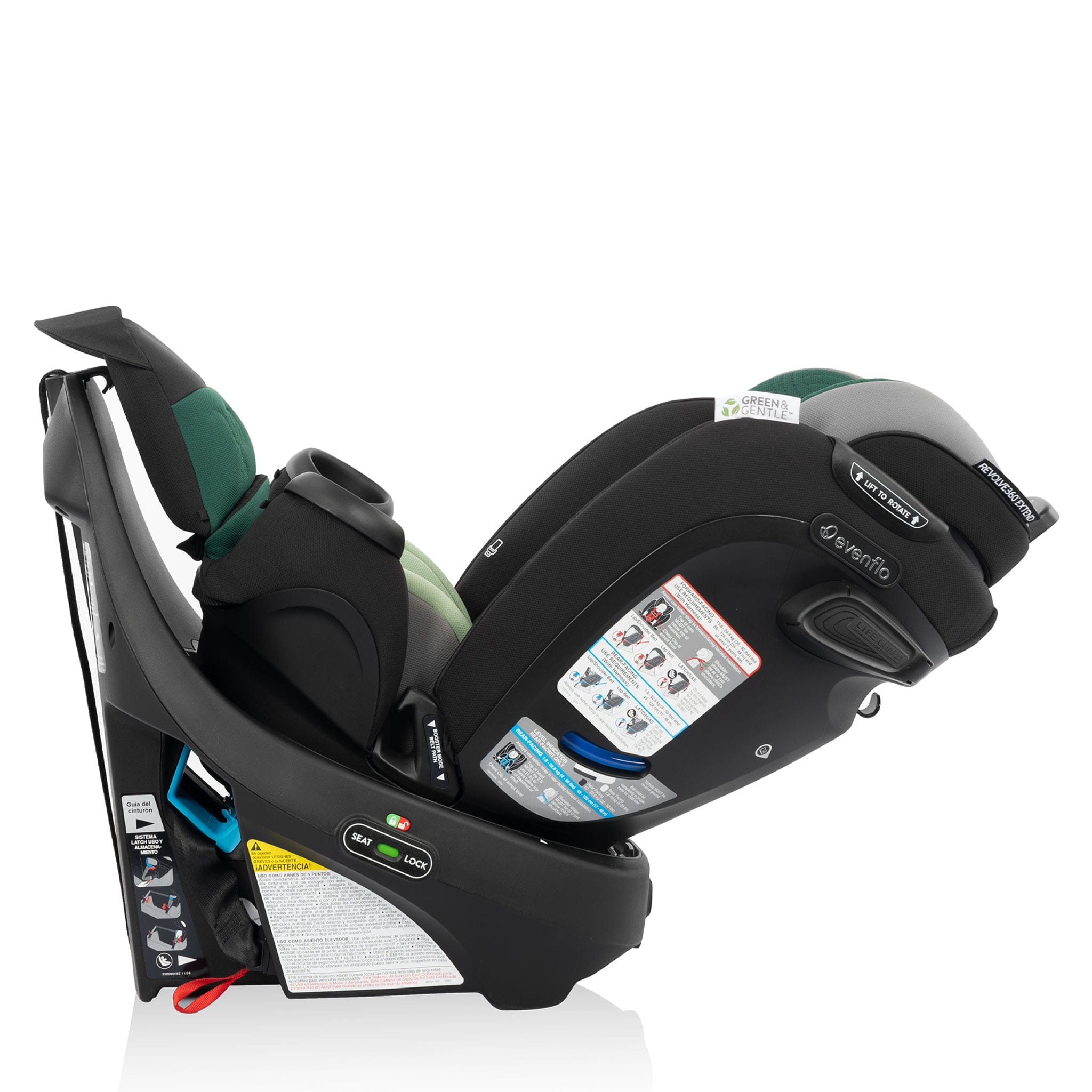 Evenflo GOLD Revolve360 Extend All-in-One Rotational Convertible Car Seat with SensorSafe - Emerald (Green & Gentle)