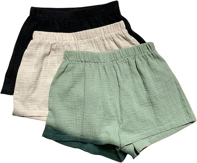 AERLEN Women's 3 Pack Linen Shorts