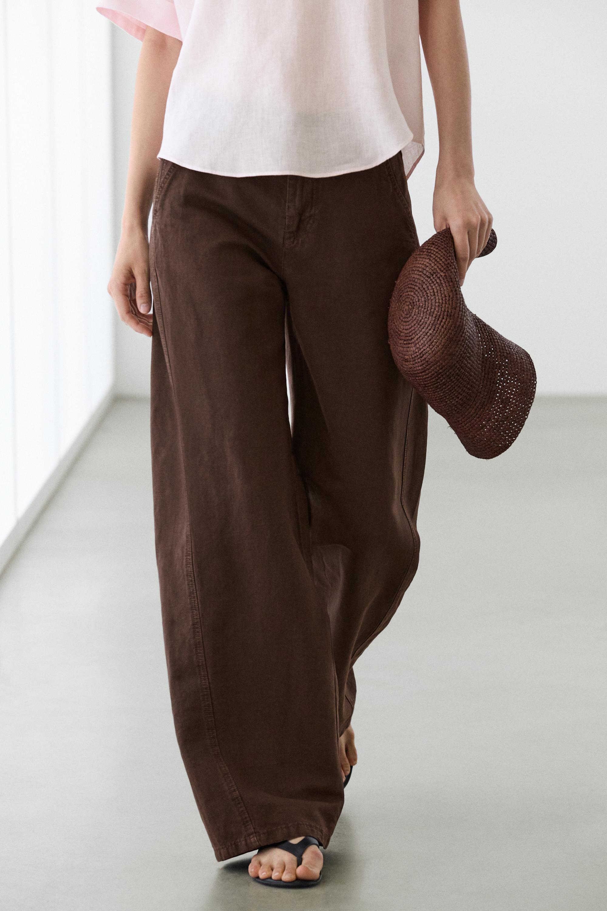 Pantalón detalle costura con lino