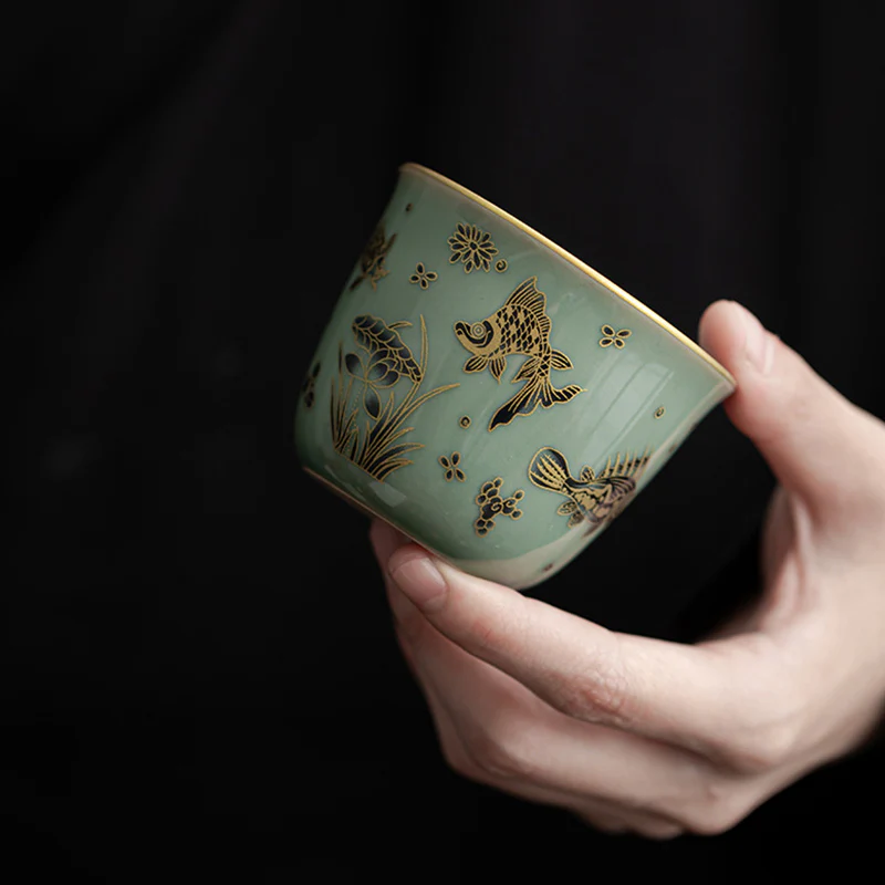 Butterfly Flower Lotus Koi Fish Plum Blossom Ceramic Teacup Kung Fu Tea Cup 100ml