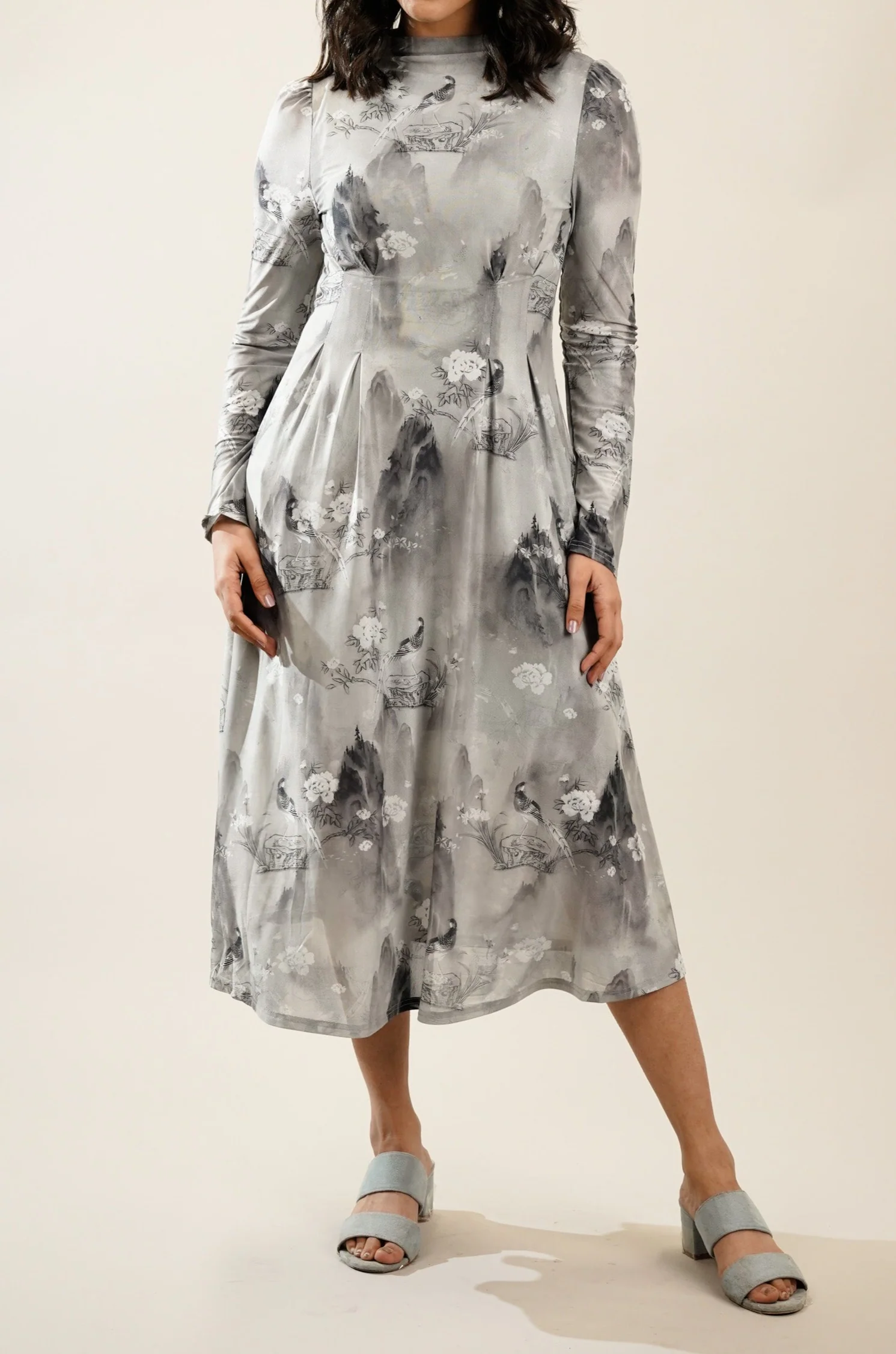 Mesh Grey Long Dress